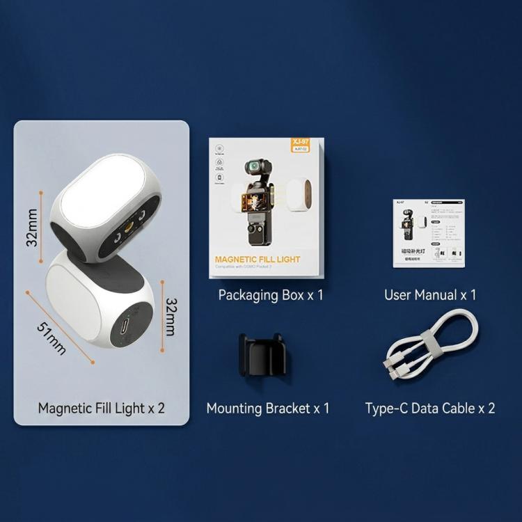 For DJI Osmo Pocket 4/3 Magnetic Fill Light 3 Color Modes Portable Rechargeable Vlog Video Light, 2pcs /Pack