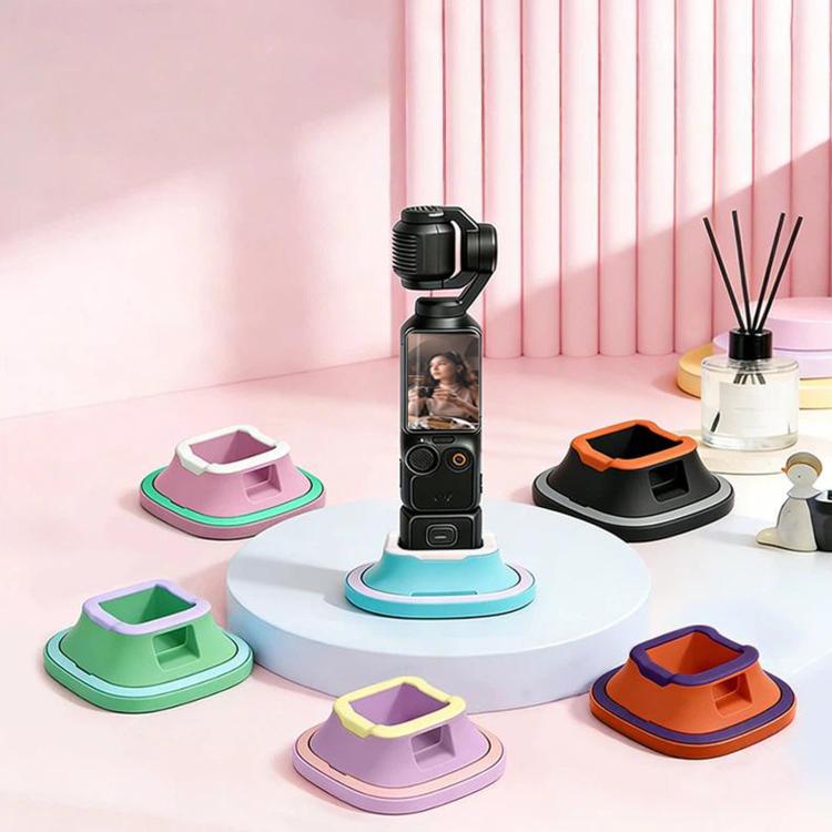 For DJI Osmo Pocket 4/3 Silicone Anti-Slip Base Desktop Support Stand Holder Includes Reusable Nano Adhesive for Car Dashboard