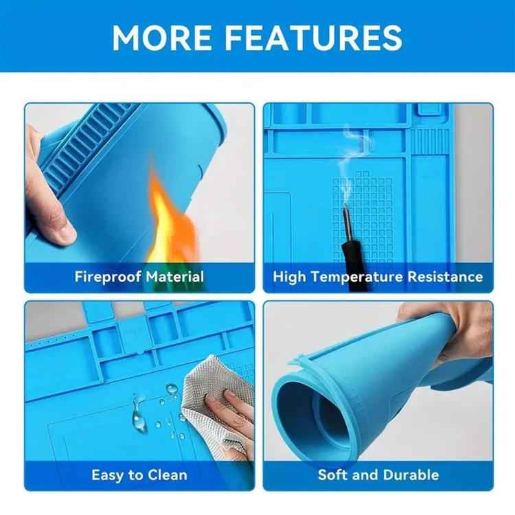 Magnetic Silicone Soldering Mat Heat Resistant Work Mat for Electronics Repair  17.7 x 11.8 Inch