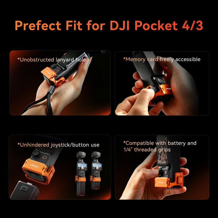 For DJI Osmo Pocket 4 & Pocket 3 aMagisn Metal Camera Cage Multifunctional Expansion Frame with Cold Shoe Mount, Dual-Prong & 1/4-inch Thread, Magnetic Quick Release Adapter Compatible