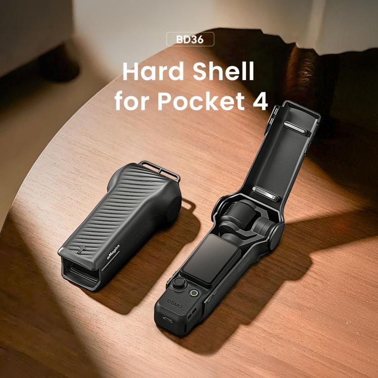 For DJI Osmo Pocket 4 aMagisn One-Piece Flip Protective Case Impact-Resistant ABS Hard Cover with Built-in Magnetic Filter Storage