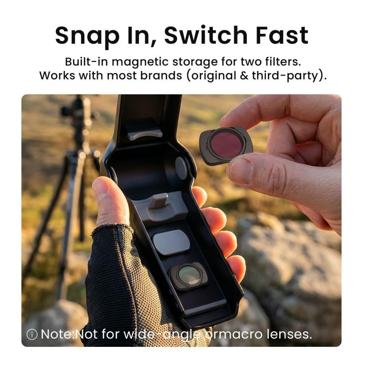 For DJI Osmo Pocket 4 aMagisn One-Piece Flip Protective Case Impact-Resistant ABS Hard Cover with Built-in Magnetic Filter Storage