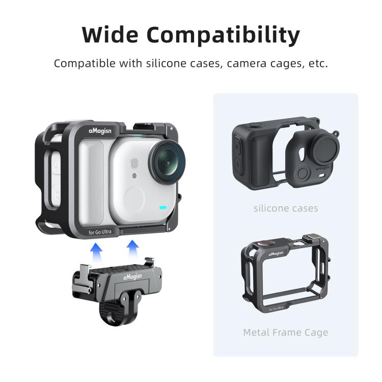 For Insta360 GO Ultra AMagisn 360-Degree Rotatable Metal Magnetic Quick-Release Mount With 1/4-Inch Thread And 2-Prong Base, For Insta360 GO Ultra