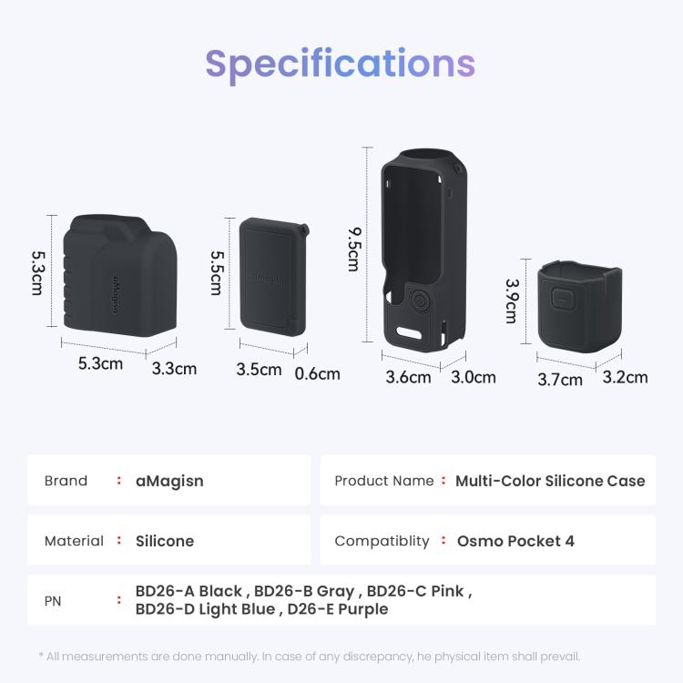 For DJI Osmo Pocket 4 aMagisn Multi-color Silicone Protective Case Full Body Sleeve Precision Cutout Anti-Scratch Skin