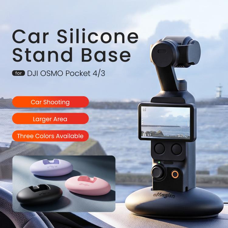 For DJI Osmo Pocket 4 / 3 aMagisn Silicone Desktop Stand Base Non-Slip Dashboard Car Mount with Adhesive