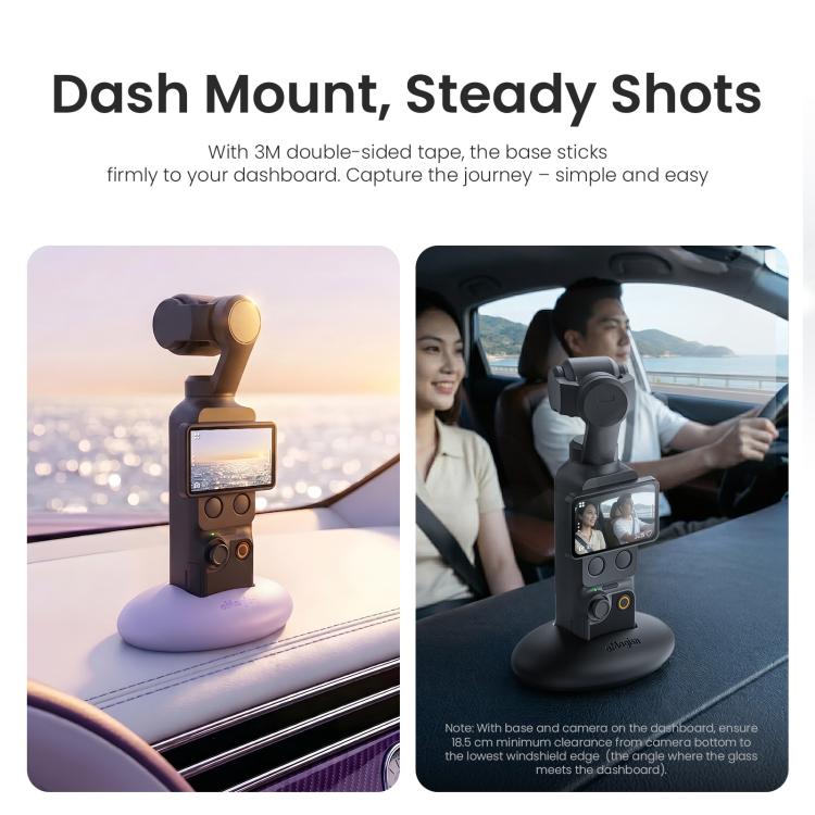 For DJI Osmo Pocket 4 / 3 aMagisn Silicone Desktop Stand Base Non-Slip Dashboard Car Mount with Adhesive