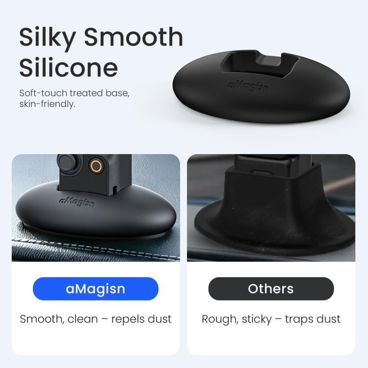 For DJI Osmo Pocket 4 / 3 aMagisn Silicone Desktop Stand Base Non-Slip Dashboard Car Mount with Adhesive