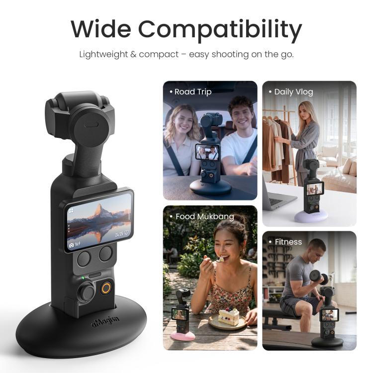 For DJI Osmo Pocket 4 / 3 aMagisn Silicone Desktop Stand Base Non-Slip Dashboard Car Mount with Adhesive