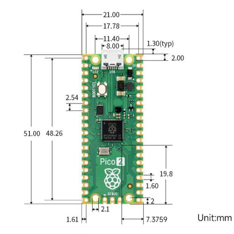 Waveshare For Raspberry Pi Pico 2 Microcontroller Board Based On Official RP2350 Chip Dual-Core & Dual-Architecture Design, Original, Starter Kit, Sensor Kit