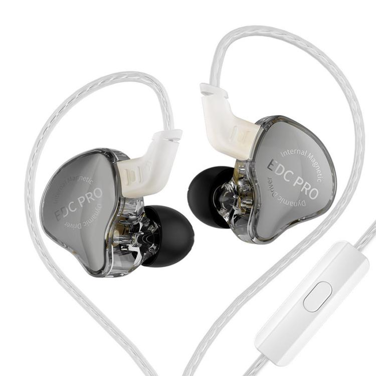 KZ EDC PRO Detachable Dynamic Driver Deep Bass Hi-Fi In-Ear High-Resolution 1.2m Wired Music Earphones, Standard, With Mic, Standard Silver-Plated Cable, With Mic Silver-Plated Cable