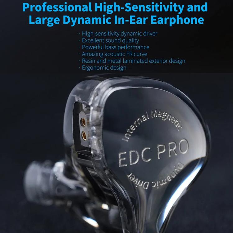KZ EDC PRO Detachable Dynamic Driver Deep Bass Hi-Fi In-Ear High-Resolution 1.2m Wired Music Earphones, Standard, With Mic, Standard Silver-Plated Cable, With Mic Silver-Plated Cable