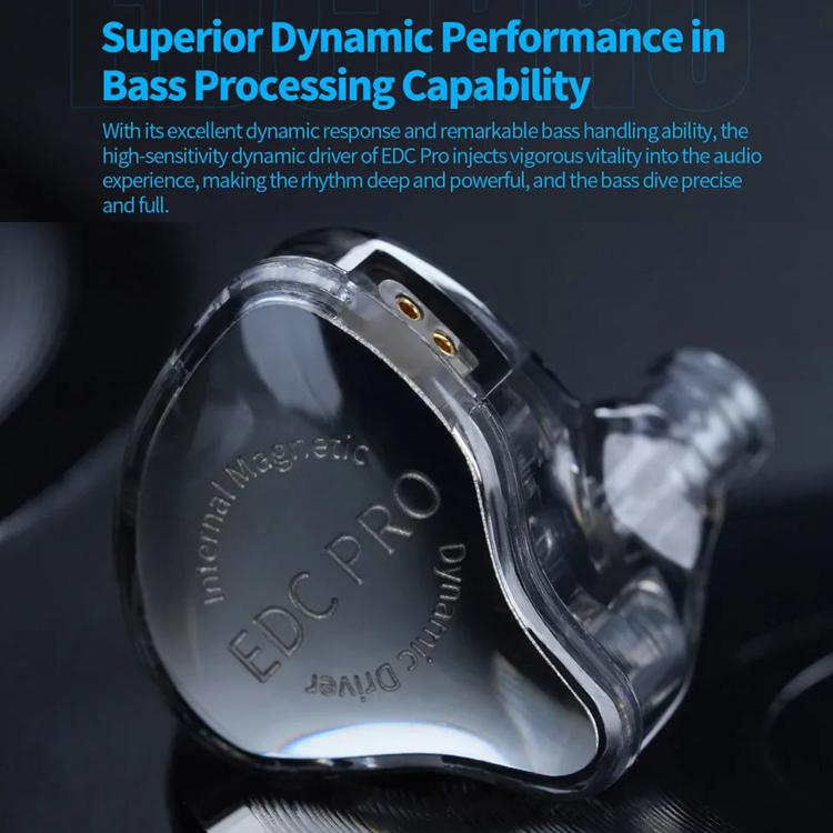 KZ EDC PRO Detachable Dynamic Driver Deep Bass Hi-Fi In-Ear High-Resolution 1.2m Wired Music Earphones, Standard, With Mic, Standard Silver-Plated Cable, With Mic Silver-Plated Cable