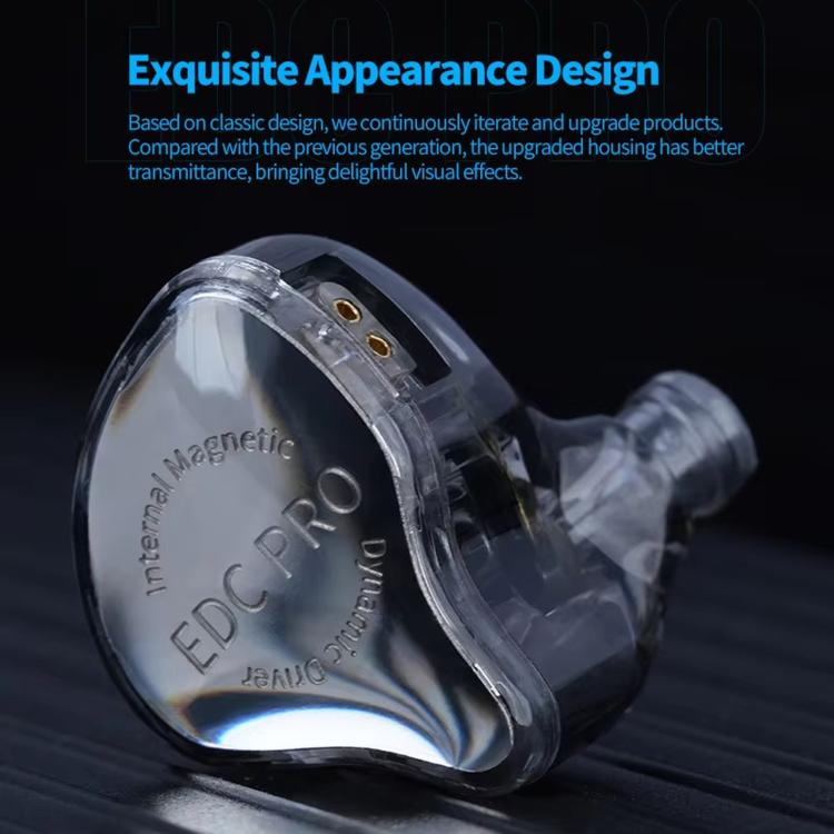 KZ EDC PRO Detachable Dynamic Driver Deep Bass Hi-Fi In-Ear High-Resolution 1.2m Wired Music Earphones, Standard, With Mic, Standard Silver-Plated Cable, With Mic Silver-Plated Cable