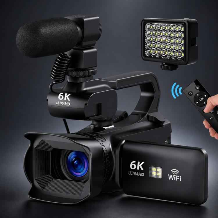 64MP 6K 18X Digital Zoom Camcorder Video Camera With 4-Inch Touch Screen, Microphone & LED Light, 32G, 64G, 128G, 256G