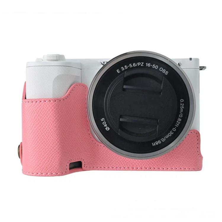 For Sony ZV-E10 II / ZV-E10M2 PU Leather Camera Case Bag Detachable 2-in-1 Full Cover and Half Case Base Shoulder Strap & Lens Cap Pouch included