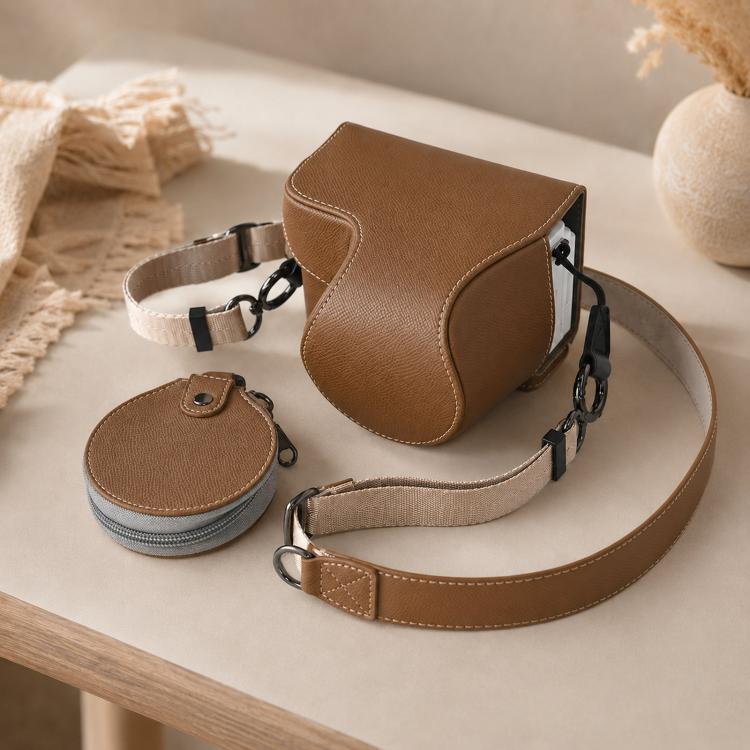 For Sony ZV-E10 II / ZV-E10M2 PU Leather Camera Case Bag Detachable 2-in-1 Full Cover and Half Case Base Shoulder Strap & Lens Cap Pouch included