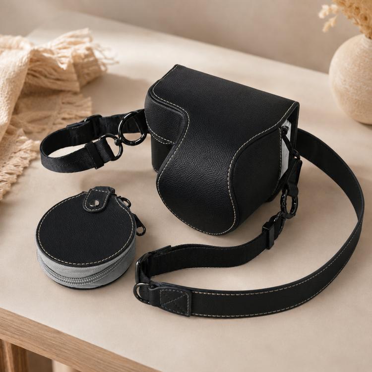 For Sony ZV-E10 II / ZV-E10M2 PU Leather Camera Case Bag Detachable 2-in-1 Full Cover and Half Case Base Shoulder Strap & Lens Cap Pouch included