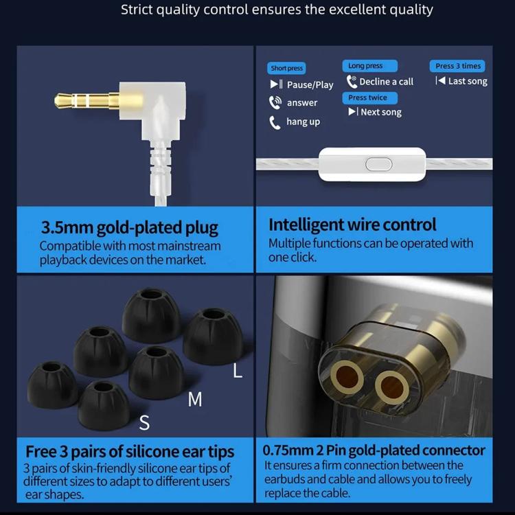 KZ AS24 PRO 24-driver Dynamic Driver HIFI In-Ear 1.2m Wired Gaming Earphones, Basic Without Mic, Basic With Mic, Tuned Without Mic, Tuned With Mic