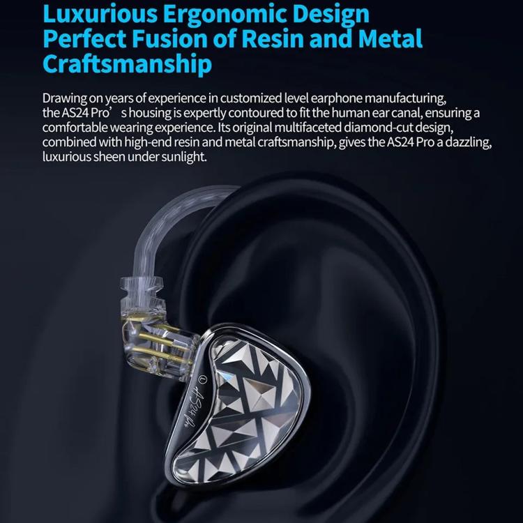 KZ AS24 PRO 24-driver Dynamic Driver HIFI In-Ear 1.2m Wired Gaming Earphones, Basic Without Mic, Basic With Mic, Tuned Without Mic, Tuned With Mic