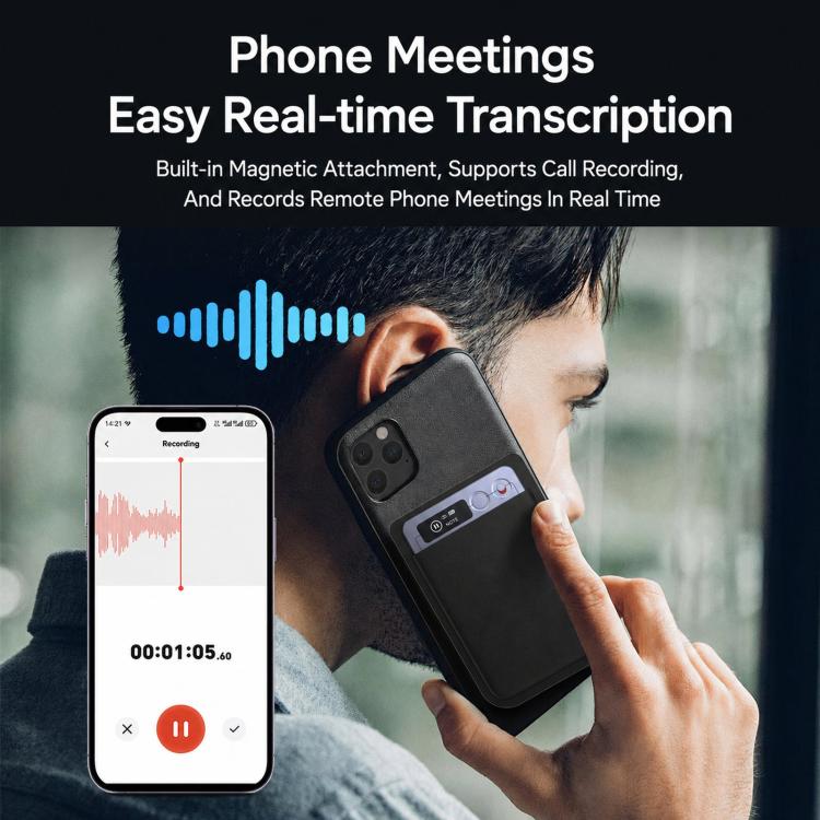 FW920E Portable Magnetic AI Smart Voice Recorder, Translation & Transcription Card?Shaped Audio Recorder, 64GB