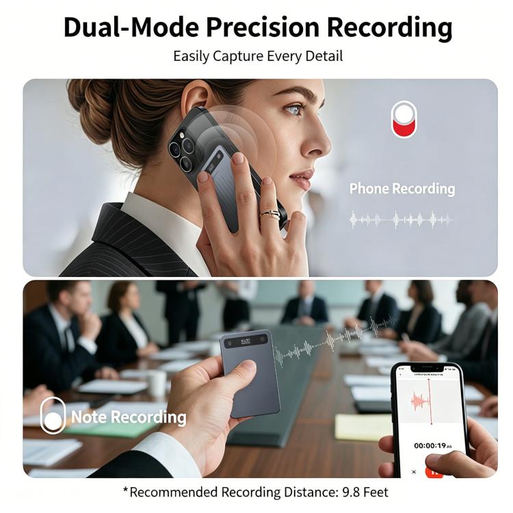 CB08 Portable Magnetic Smart AI Voice Recorder, Translation & Summary Audio Recorder, 32GB, 64GB