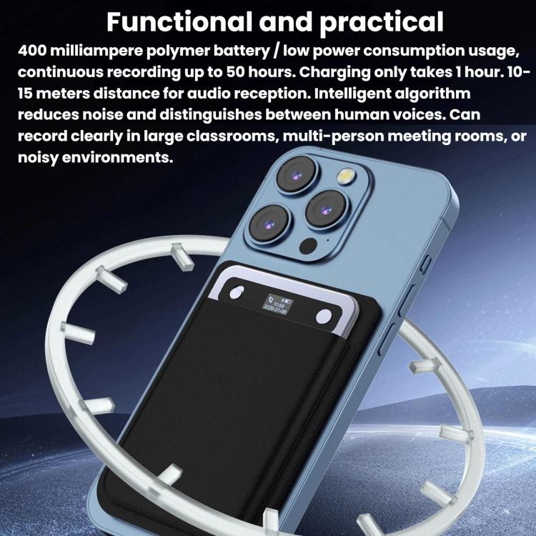 CB08 Portable Magnetic Smart AI Voice Recorder, Translation & Summary Audio Recorder, 32GB, 64GB
