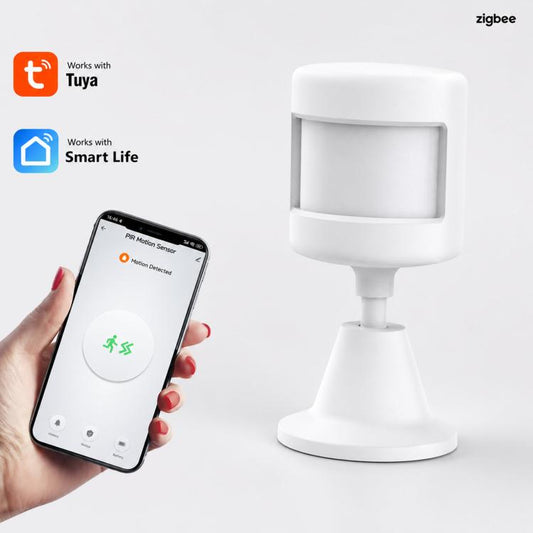 Tuya Zigbee PIR Motion Sensor Smart Human Motion Detector Wireless Home Security Alarm with 360-degree Rotating Base