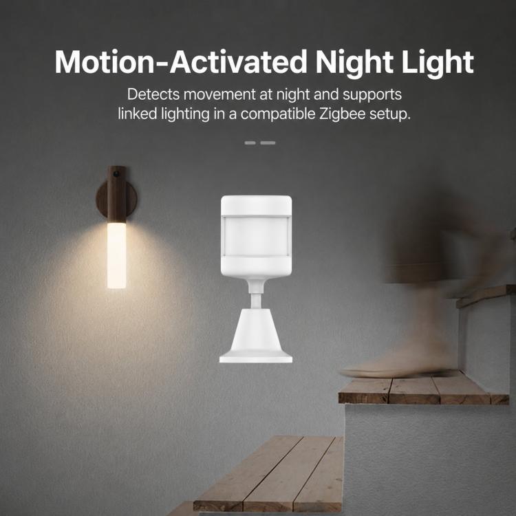 Tuya Zigbee PIR Motion Sensor Smart Human Motion Detector Wireless Home Security Alarm with 360-degree Rotating Base