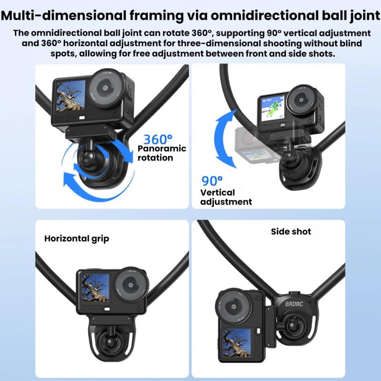 BRDRC Magnetic Quick-Release Neck Brace For First-Person Perspective Shooting, For DJI Osmo Action 6 / Nano, For DJI Osmo Action 3 / 4 / 5 Pro