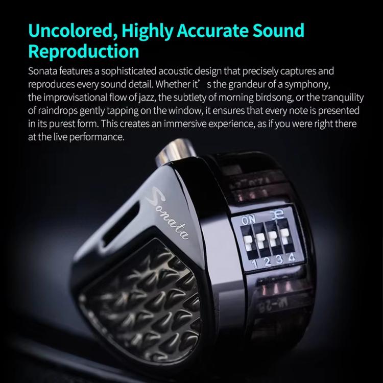 KZ Sonata Balanced Armature In-Ear Hi-Fi Music 1.2m Wired Earphones, Standard, Adjustable