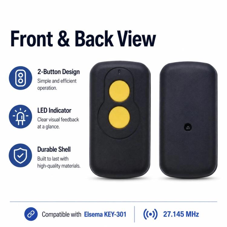 For Elsema Key301 2-Key Wireless Garage Door Remote Control 27.145MHz