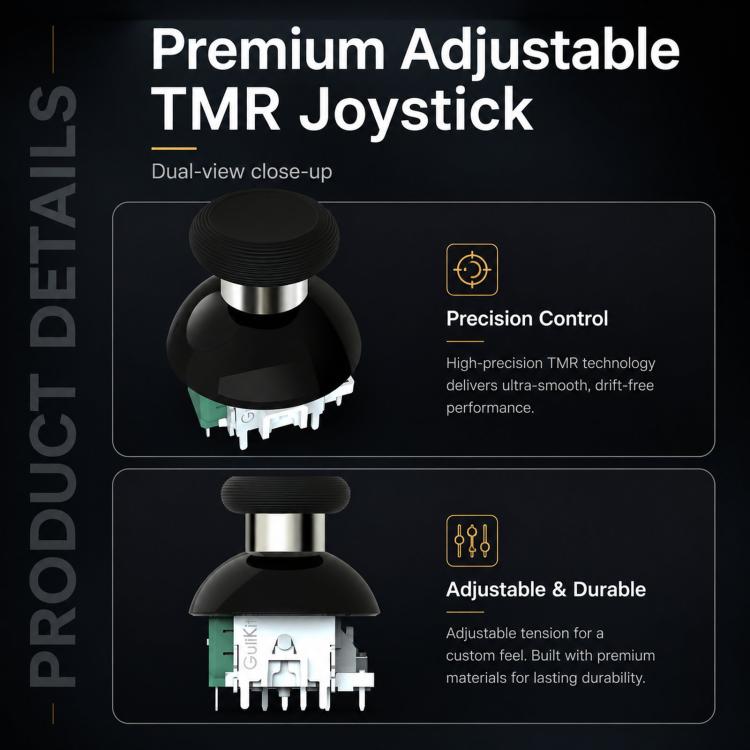 GuliKit TMR 720-Degree Adjustable Torque Electromagnetic Joystick, For PS5 Controller, For PS4 Controller, For Switch Pro Controller, For Xbox Series Controller