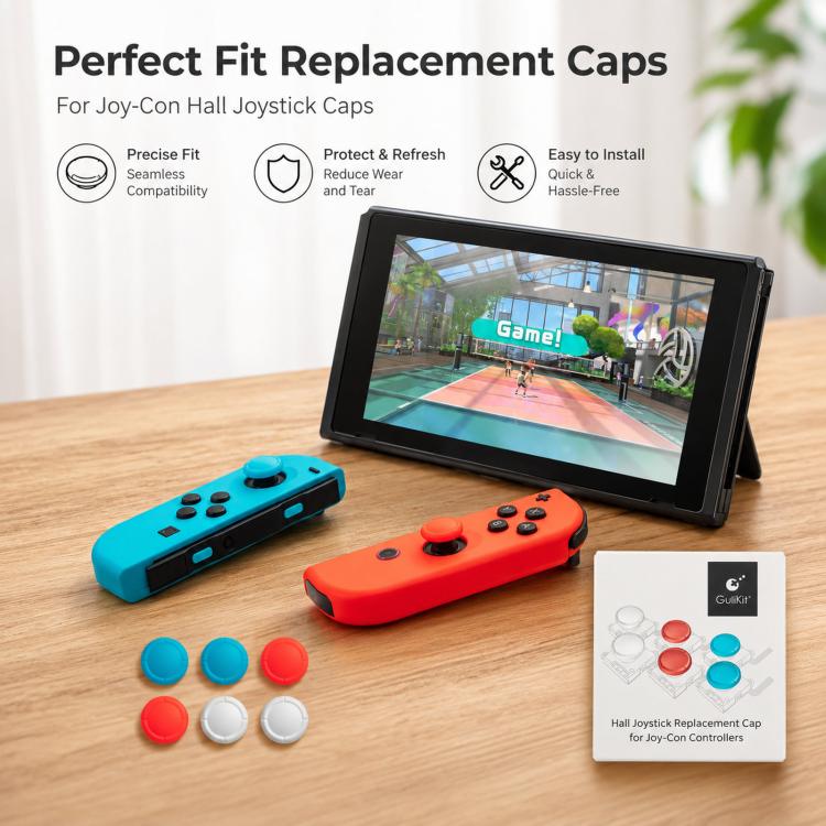 GuliKit 6pcs / Pack Joystick Replacement Caps for Joy-Con, Switch OLED & Switch Lite Analog Thumb Grip Covers