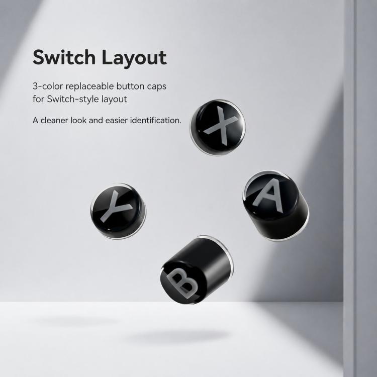 GuliKit NS62 Controller Keycap Set for KK3 / ES / TT Series Switch-Style Layout Replacement ABXY Buttons with Metal Keypuller, NS62 Gray, NS62 Black