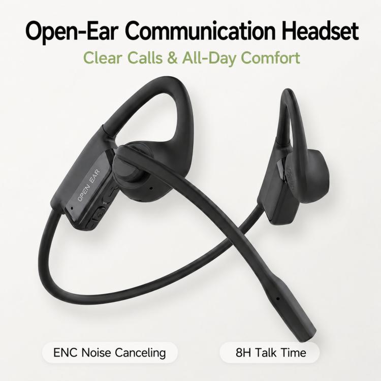 ENC Noise Reduction Bone Conduction Bluetooth Earphones Clear Call Wireless Microphone