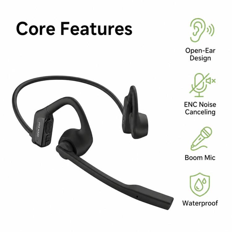 ENC Noise Reduction Bone Conduction Bluetooth Earphones Clear Call Wireless Microphone