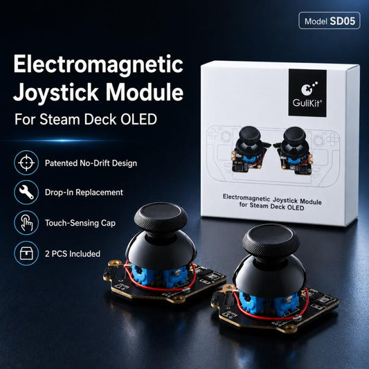 GuliKit SD05 Electromagnetic Joystick Replacement for Steam Deck OLED, Hall Effect Analog Stick Repair Kit, No Soldering Required, Capacitive Touch Sensing