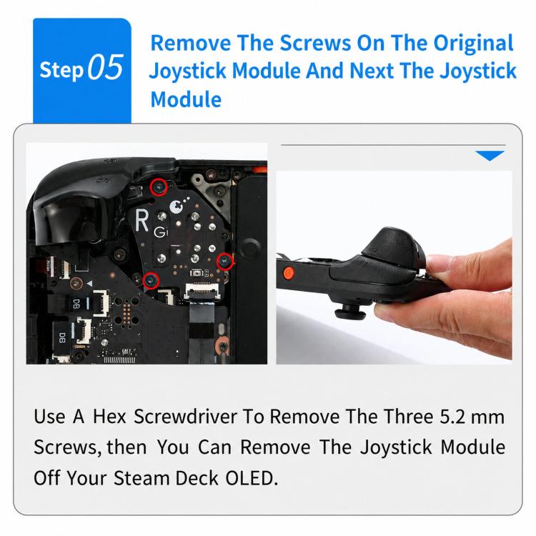 GuliKit SD05 Electromagnetic Joystick Replacement for Steam Deck OLED, Hall Effect Analog Stick Repair Kit, No Soldering Required, Capacitive Touch Sensing