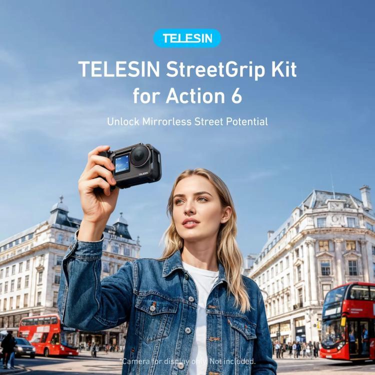 For DJI Action 6 TELESIN Street Photography Grip Set Aluminum Alloy Camera Cage Hand Grip Rig, For DJI Action 6
