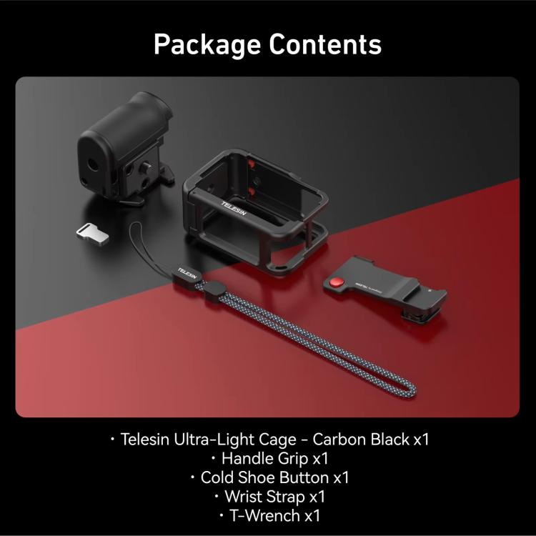 TELESIN StreetGrip Kit For DJI Osmo Action 5 Pro/4/3 Aluminum Alloy Camera Cage Hand Grip Rig, For DJI Osmo Action 5 Pro/4/3