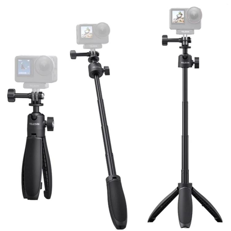 TELESIN Mini Selfie Stick Tripod 3.0 for Action Camera 18-46cm Extendable Aluminum Pole with 360-degree Ball Head, S1-MNP-16