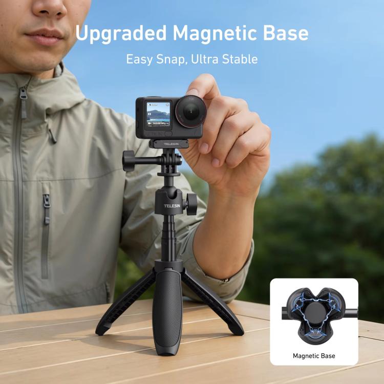 TELESIN Mini Selfie Stick Tripod 3.0 for Action Camera 18-46cm Extendable Aluminum Pole with 360-degree Ball Head, S1-MNP-16