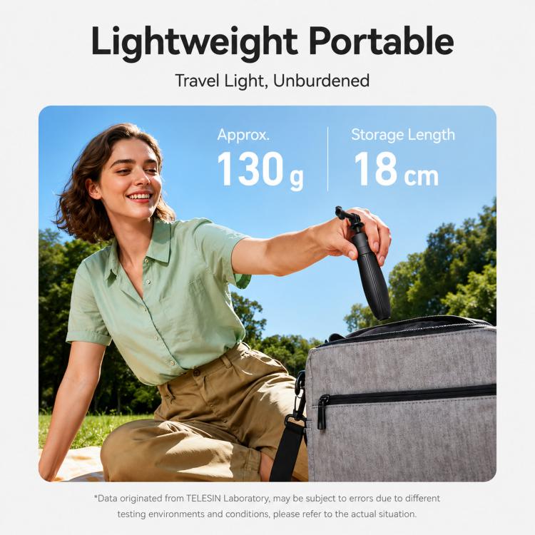 TELESIN Mini Selfie Stick Tripod 3.0 for Action Camera 18-46cm Extendable Aluminum Pole with 360-degree Ball Head, S1-MNP-16