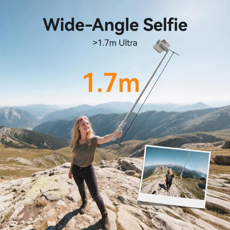 TELESIN 1.7m Auto-Opening Tripod Selfie Stick with Magnetic Remote, Ground-Triggered Phone Tripod Stand with Cold Shoe Mount, P1-TSS-002