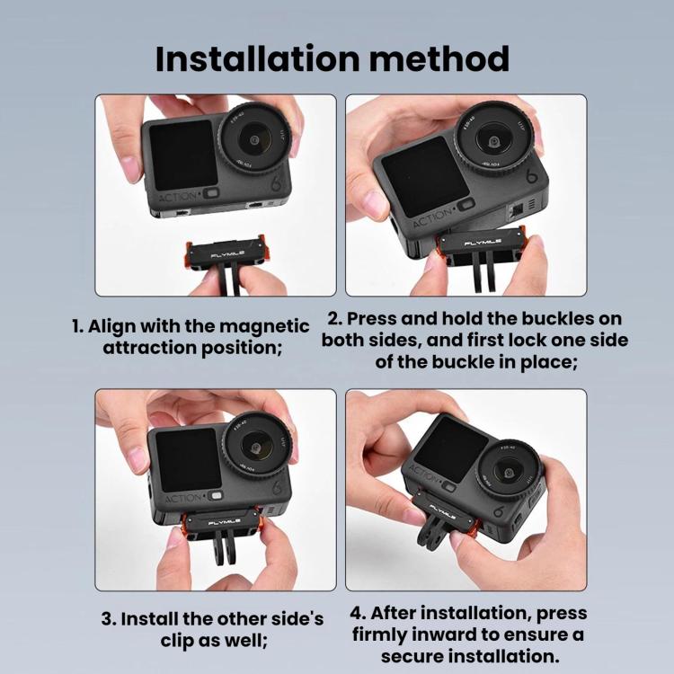 For DJI Osmo Action 6 / 5 Pro / 4 / 3 FLYMILE Magnetic Quick-Release Base