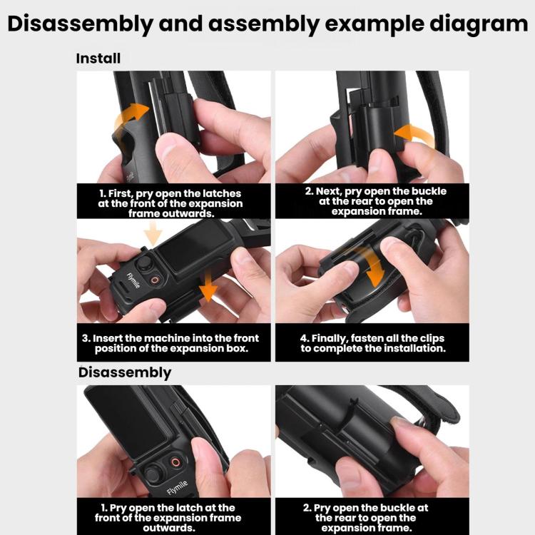 For DJI Pocket 4 / 3 Flymile Multi-Functional Handheld Extender Frame With Strap Mount