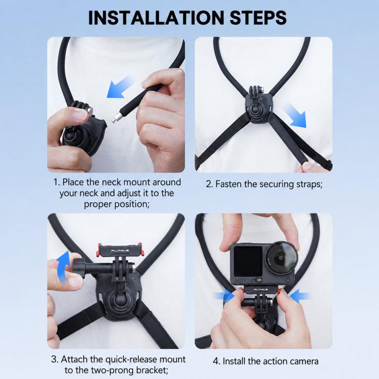 BRDRC POV Perspective Shot Quick-Release Neck Brace, For Insta360  Ace Pro 1 / 2, For Gopro