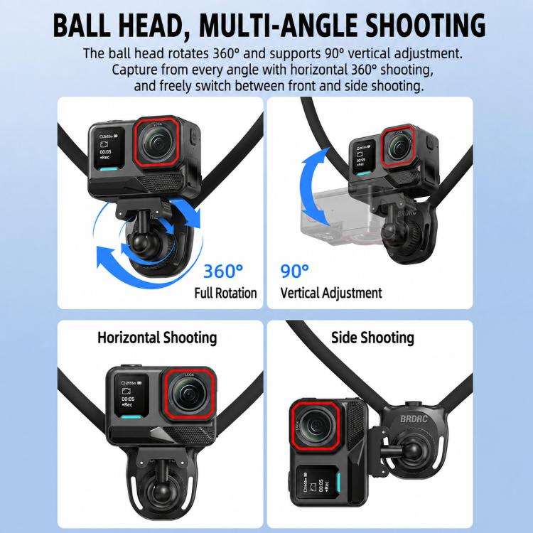 BRDRC POV Perspective Shot Quick-Release Neck Brace, For Insta360  Ace Pro 1 / 2, For Gopro