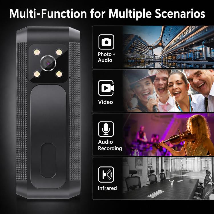 1080P Wearable Body Camera Mini Voice & Video Recorder With Smart IR Night Vision & Clip, C1