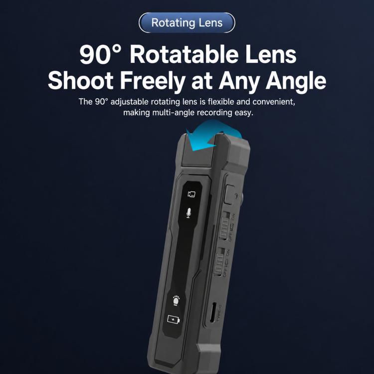 180-Degree Rotatable Lens Magnetic Body Camera 1080P Action Cam with OLED Display, Without WiFi, WiFi Version